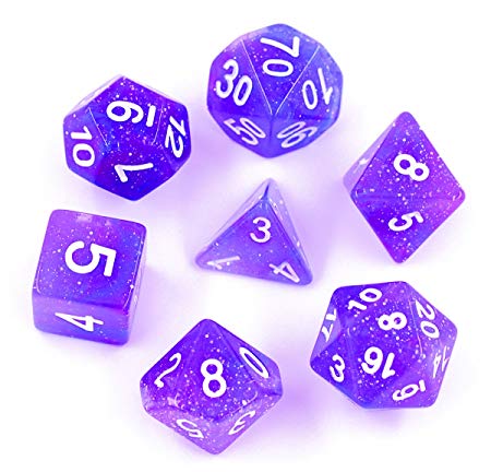Hengda dice Polyhedral 7-Die Dice Set Galaxy Dnd Gaming Dice for Dungeons and Dragons Tabletop Roleyplaying & DnD Games By