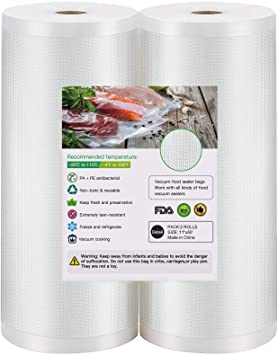 BoxLegend Vacuum Sealer Bags, 2 Rolls 11''x50' Food Saver Bags. Commercial Grade, BPA Free, Heavy Duty, Great for vac Storage, Meal Prep or Sous Vide