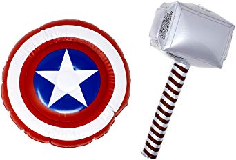 Inflatable Captain America Shield and Thor Hammer for Kids Red