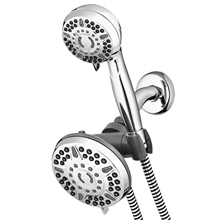 Waterpik XET-633-643 High Pressure PowerPulse 2-in-1 Dual Shower Head System, Chrome, 2.5 GPM Combination 5 Foot Hose