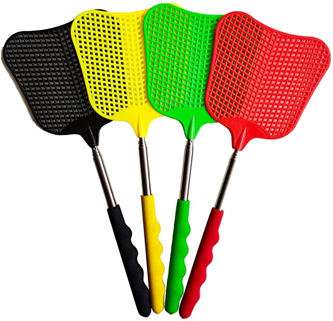 4pcs Telescopic Fly Swatters Durable Plastic Heavy Duty Flyswatter with Stainless Steel Handle 4 Colors