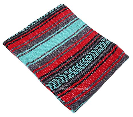 El Paso Designs Mexican Yoga Blanket Colorful 47in x 68in Yoga Studio Mexican Falsa Blanket Ideal for Yoga, Camping, Picnic, Beach Blanket, Bedding, Home Decor Soft Woven Serape