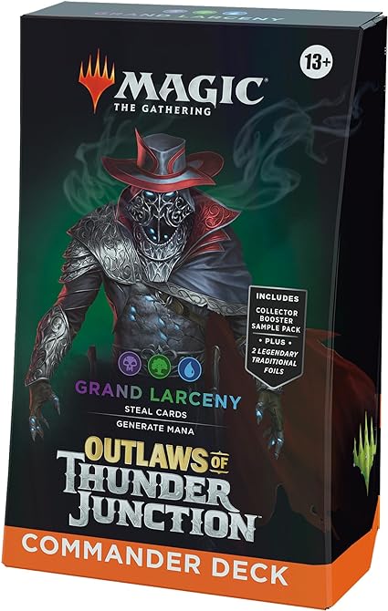 Magic: The Gathering Outlaws of Thunder Junction Commander Deck - Grand Larceny (100-Card Deck, 2-Card Collector Booster Sample Pack   Accessories)