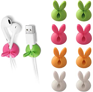 Cute Desktop Cable Clips Color(8 Pack),Cord Holder for Desk,Wire Clips with Back Adhesive for Desk,Computer, Charging, Mouse, Headphone, Office, Cubicle, Car, Nightstand, Desk.