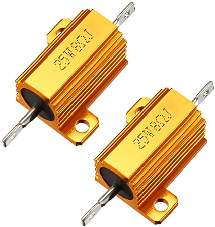 sourcingmap 25W 8 Ohm 5% Aluminum Housing Resistor Screw Tap Chassis Mounted Aluminum Case Wirewound Resistor Load Resistors Gold Tone 2 pcs