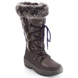 NATURE BREEZE FROST-01 Womens Stitching Faux Fur Lace Up Mid-Calf Snow Boots