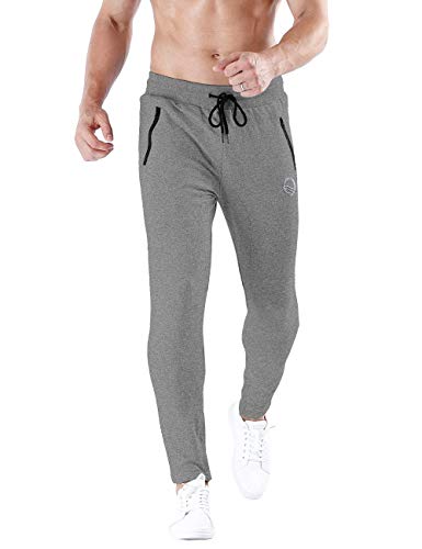 QRANSS Men's Athletic Pants Soccer Training Running Pants Casual Gym Fitness Trouser