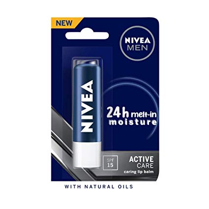 NIVEA MEN Lip Balm, Active Care No Shine (SPF 15), 4.8g