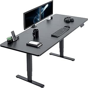 VIVO Electric Height Adjustable 180cm x 76cm Memory Stand Up Desk, Black Table Top, Black Dual Motor Frame with Preset Controller, 2B Series, DESK-KIT-2B7B