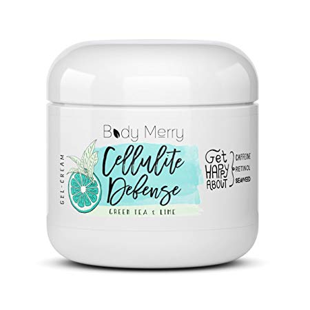 Body Merry Green Tea & Lime Cellulite Cream - Anti Cellulite Body Treatment for Firming & Toning w/Natural Caffeine   Organic Cocoa Butter   Retinol to smooth   tighten your legs, arms   thighs