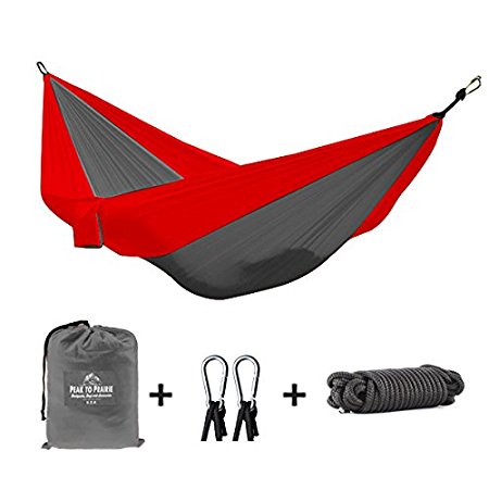 Peak to Prairie Double Nest Hammock - Lightweight, Durable Nylon Parachute Hammock. Perfect for Camping, Travel, Backpacking, Beach and Outdoor Activities