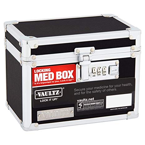Vaultz Locking Medicine Box with Combination Lock, 5 x 7 x 5 Inches, Black (VZ00266)