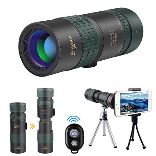 Coitak Monocular Telescope, 8-24X30mm Waterproof Scope with FMC and BAK4 Prism for High Definition Wide View, Two Tripod and Remote Control Provide Stable and no Shake