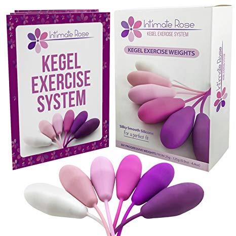 Intimate Rose Kegel Exercise Weights - Doctor Recommended for Bladder Control & Pelvic Floor Exercises - Set of 6 Premium Silicone Kegel Balls with Training Kit for Women: Beginners & Advanced