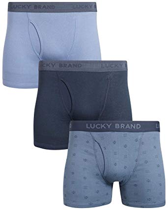 Lucky Brand Men's Cotton Boxer Briefs Underwear with Functional Fly (3 Pack)