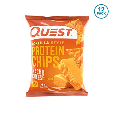 Quest Nutrition Tortilla Style Protein Chips, Nacho, Low Carb, Gluten Free, Corn Free, Baked, 12 Count
