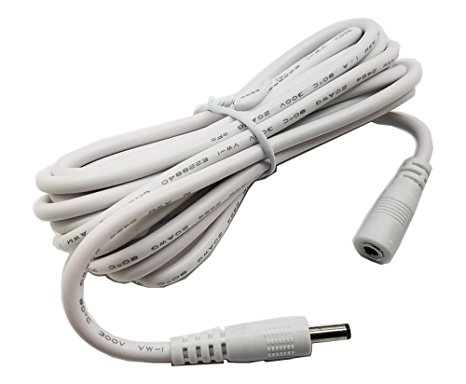 Dericam Universal 10ft Extension Cable for P1, P2, Compatible with 5V Power Adapter of Other Brands CCTV / IP Camera, 3.5mm DC Plug (White)