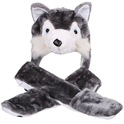 Simplicity Winter Multifunction Animal Soft Hats as Earmuffs, Scarf, Gloves