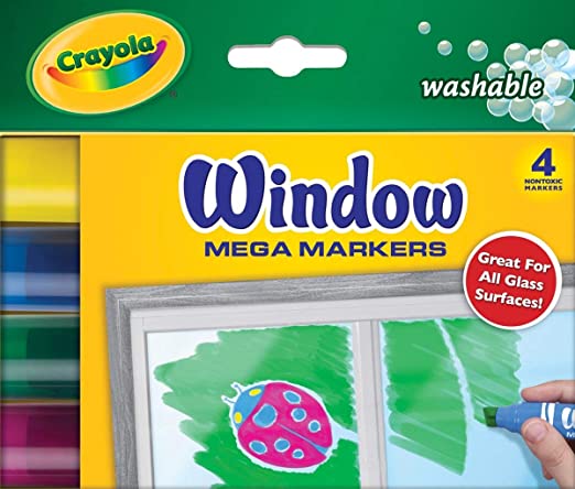 Crayola 58-8166 Washable Window Mega Markers-4/Pkg