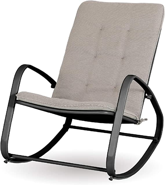 Sophia & William Outdoor Rocking Chairs Patio Metal Rocker Chair with Cushion, Support 300lbs for Porch Balcony Yard Deck Lawn Poolside or Indoor Use, Black