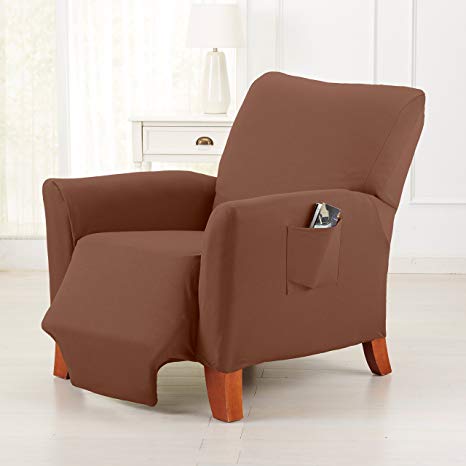 Dawson Collection Basic Strapless Slipcover. Form Fit, Slip Resistant, Stylish Furniture Shield / Protector Featuring Lightweight Twill Fabric. By Home Fashion Designs Brand. (Recliner, Toffee)