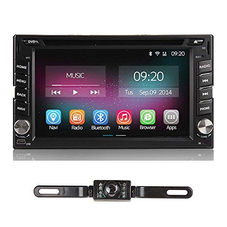 Car Stereo with Backup Camera 6.2 inch Car Radio Android 7.1 Car DVD Player Double 2 Din Touch Screen Built-in Bluetooth GPS Navigation for Car