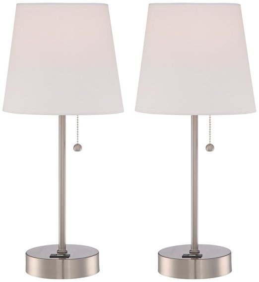 Set of 2 Justin Metal Accent Lamps with USB Port