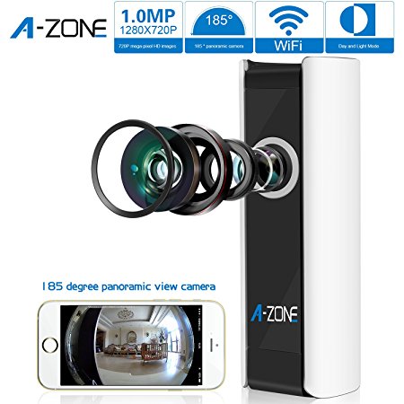 A-ZONE Mini Wireless Camera 185 Degree Baby Monitor HD WiFi Video Monitoring Surveillance Camera with Night Vision, Two Way Audio 720P Play & Plug
