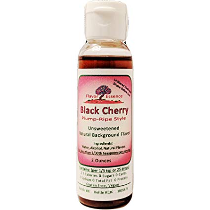 BLACK CHERRY Flavoring by Flavor Essence (Unsweetened, Natural Background Flavoring) 2 Oz. |For Beverages/Food: coffee/tea, shakes, smoothies, bar drinks --baking, doughs, batters, frostings, yogurt