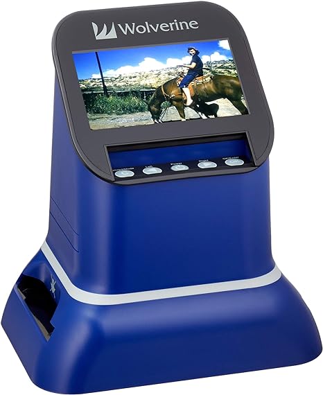 Wolverine F2D Saturn Digital Film & Slide Scanner - Converts 120 Medium Format, 127 Film, Microfiche, 35mm Negatives & Slides to Digital JPEG - Large 4.3" LCD w/HDMI Output (Blue)