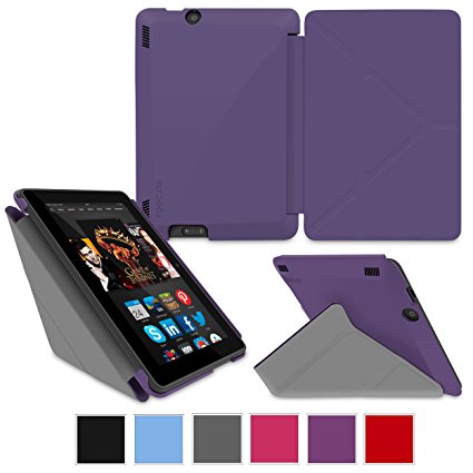 rooCASE Amazon Kindle Fire HDX 7 Case - (2014 Current Generation) Origami Slim Shell 7-Inch 7" Cover with Landscape, Portrait, Typing Stand - PURPLE (With Auto Wake / Sleep Cover)