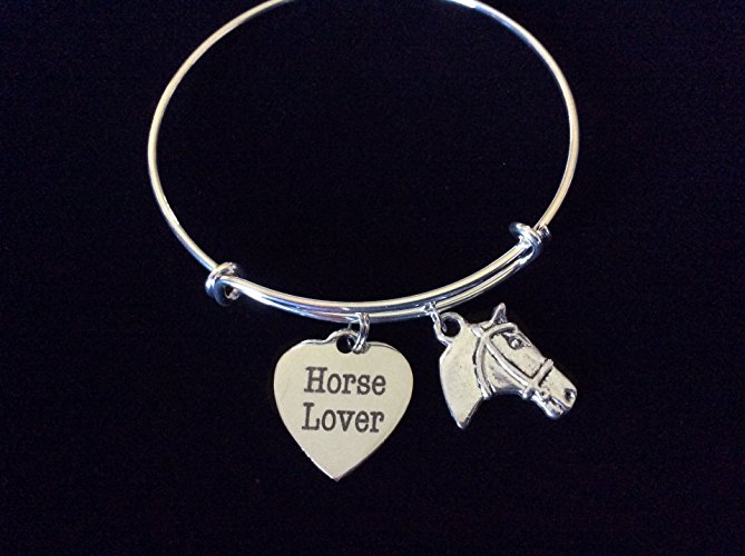 Horse Lover Heart Expandable Charm Bracelet