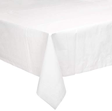 AmazonBasics Poly-Lined Paper Tablecloth, 54" x 108", White, 25-Count