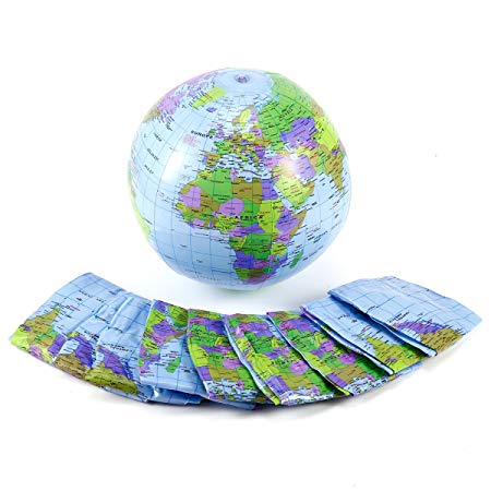 10x Inflatable World Earth Globe Atlas Map Beach Ball Geography Education Toy