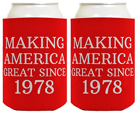 Republican Gifts for 40th Birthday Making America Great Since 1978 40th Birthday Gag Gifts for Republican Party 2 Pack Can Coolie Drink Coolers Coolies Red
