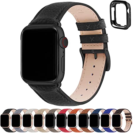 Fullmosa Leather Strap Compatible with Apple Watch Strap 42mm 38mm 44mm 40mm,Genuine Leather Replacement Strap Compatible with Apple Watch Series 7 SE 6 5 4 3 2 1