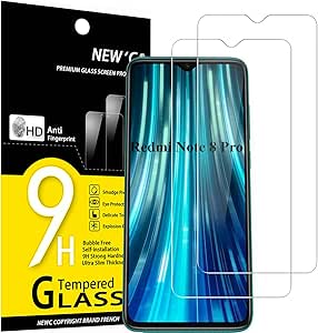 NEW'C 2 Pezzi, Vetro Temperato per Xiaomi Redmi Note 8 PRO, Redmi 9, Pellicola Prottetiva Anti Graffio, Anti-Impronte, Senza Bolle, Durezza 9H, 0,33mm Ultra Trasparente, Ultra Resistente