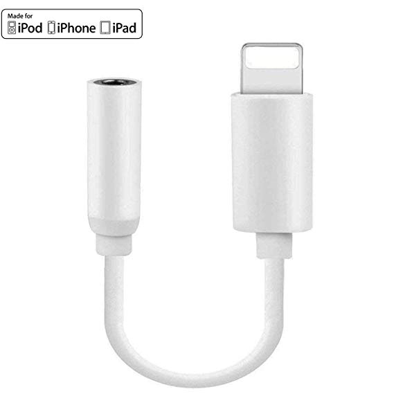 Headphone Adapter for iPhone X Adaptor to3.5mm AUX Audio Earphone Adaptor for iPhone X/XS/XR/8/8 Plus Converter Accessories Dongle Cable Splitter Audio Jack Cable Earbud Adapter Support iOS 12