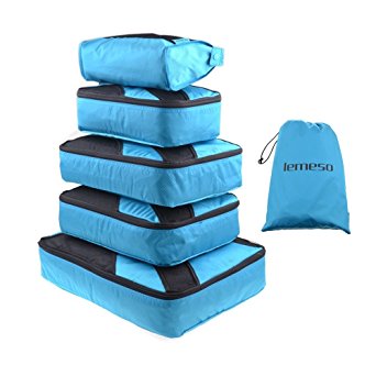 Packing Cubes for Travel, LEMESO 6 Piece Sets Luggage Organizer Bags with Double Zips