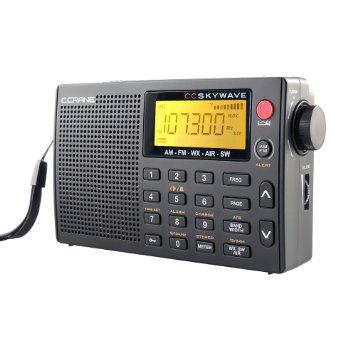 C Crane CC Skywave AM FM Shortwave Weather and Airband Portable Travel Radio with Clock and Alarm