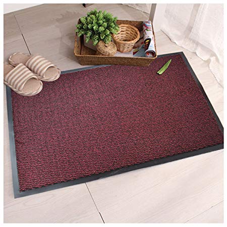 HEAVY DUTY BARRIER MATS DIRT TRAPPER RUBBER BACKING MACHINE WASHABLE NON-SLIP FOLDABLE FLOOR MAT HOME 60X80CM-AVAILABLE IN 4 COLORS FunkyBuys® (Red/Black)