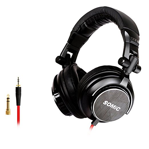 SOMIC MM185 Noise Cancelling, Bass, Hi-Fi, Light Weight, Over Ear,Music DJ Headphones, Foldable Stereo Sound,3.5/6.5 MM Plug Professional Studio Monitor & Mixing (Black)