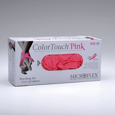 Microflex CTP-233-L Color Touch Pink Powder-Free Exam Gloves, Large, Latex (Pack of 100)