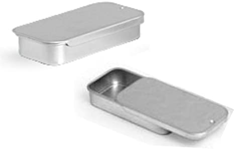 Metal Slide Top Tin Containers for Crafts Geocache Storage Survival Kit by MagnaKoys (2, 1.89" x 0.91" x 0.35")