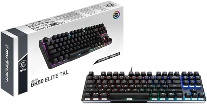 MSI Vigor GK50 Elite TKL LL US Mechanical RGB Gaming Keyboard with Kahil Blue Switches