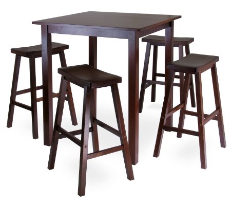 Winsome's Parkland 5-Piece Square High/Pub Table Set in Antique Walnut Finish