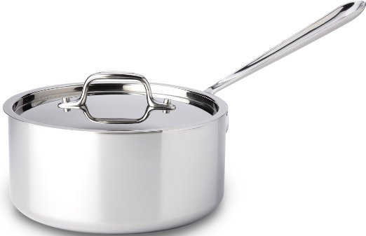 All-Clad 4203 Stainless Steel Tri-Ply Bonded Dishwasher Safe Sauce Pan with Lid  Cookware 3-Quart Silver