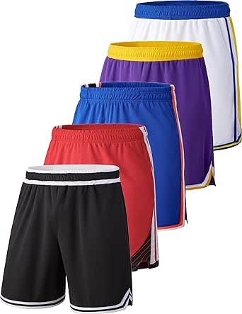 Liberty Imports 5 Pack Men's Quick Dry Athletic Shorts with Pockets Elastic Waist Activewear for Workout Gym Basketball