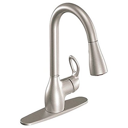 Moen CA87011SRS Single Handle Kitchen Faucet with Pullout Spray from the Kleo Collection, Spot Resist Stainless