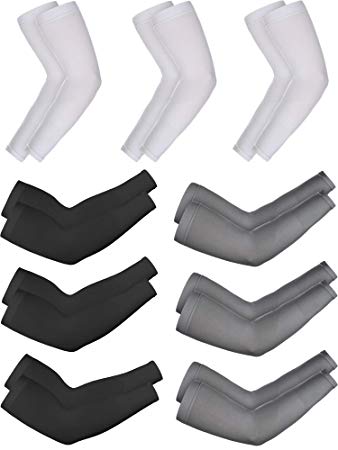 Boao 9 Pairs Unisex Ice Silk UV Protection Cooling Arm Sleeves for Running Golfing Cycling Jogging Outdoors Activities